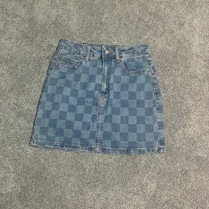 target wild fable denim checkered skirt size 2